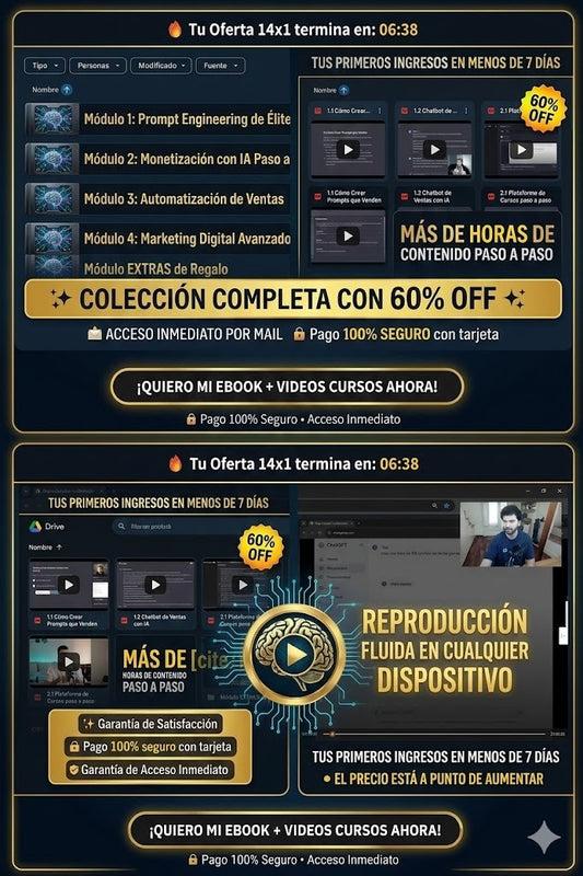 EBOOK IA + ACCESO VIDEOS-CURSOS EXCLUSIVOS + 12 BONUS DE REGALO